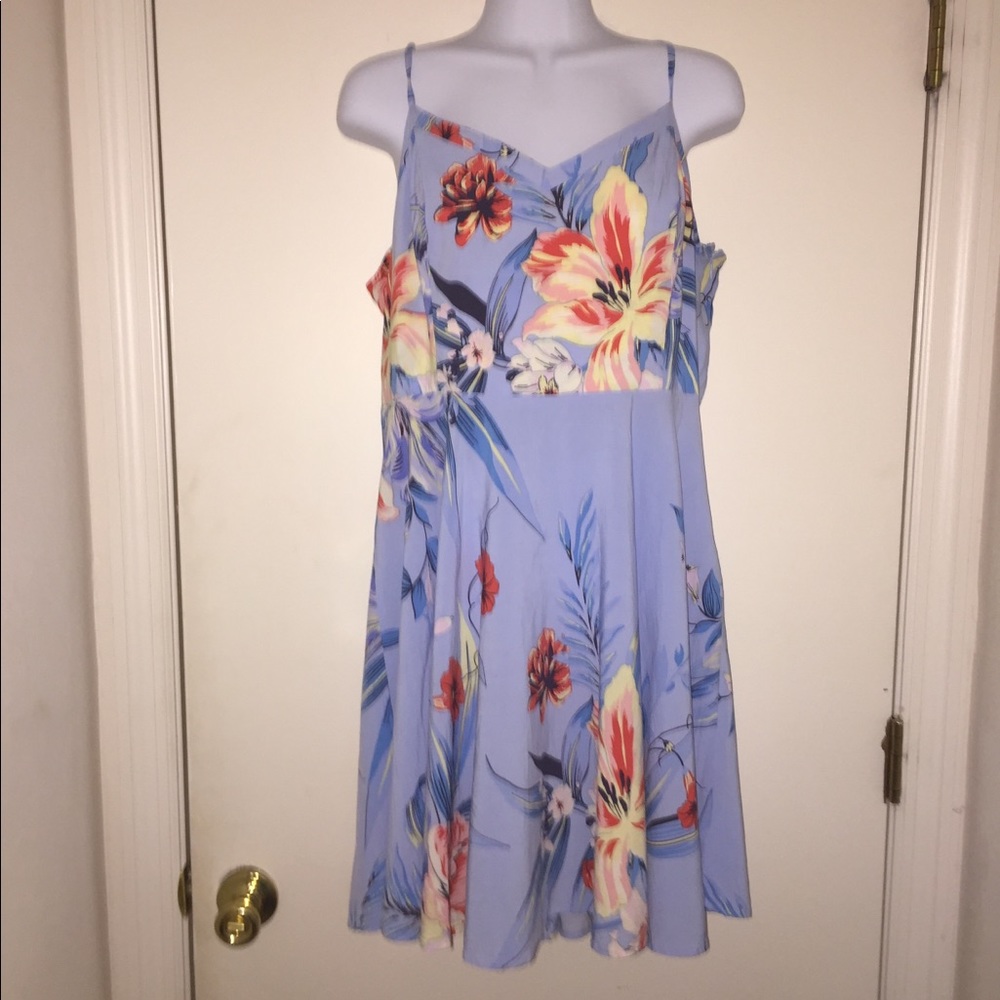 Floral blue swing dress